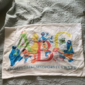 Vintage Seasame Street Pillow Case muppets Inc big bird Elmo Oscar abc alphabet